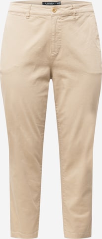 Coupe slim Pantalon chino 'GABBY' Lauren Ralph Lauren Plus en beige : devant