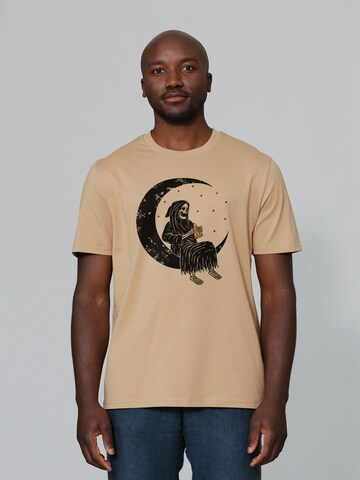 T-Shirt 'Pizza for life' Watapparel en beige : devant