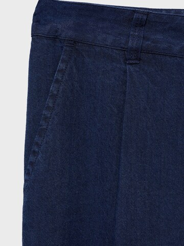 MANGO Wide leg Bandplooibroek 'CRETA' in Blauw