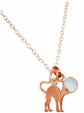 Gemshine Halskette 'Katze Chalcedon Edelstein Für Haustier Herrchen Frauchen' in Pink: Vorderseite