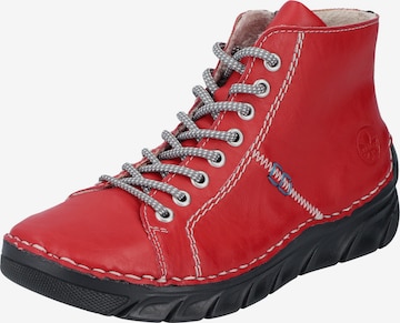 Rieker Lace-Up Ankle Boots '55020' in Red: front