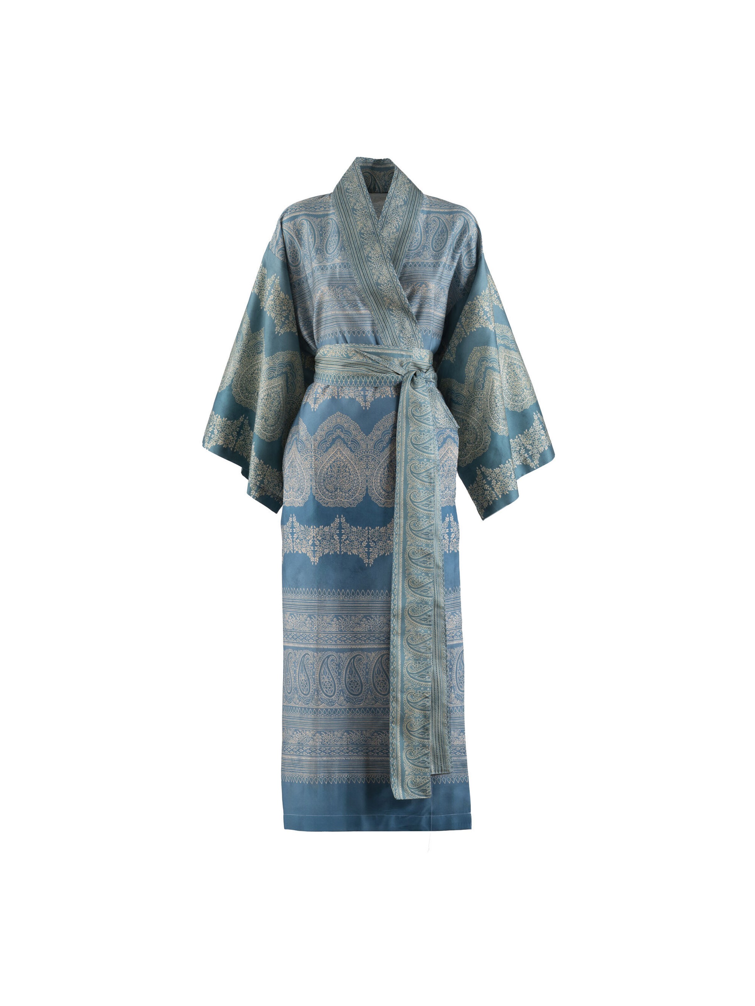 BASSETTI Kimono 'BRUNELLESCHI' aus Baumwollsatin in Blau: Vorderseite