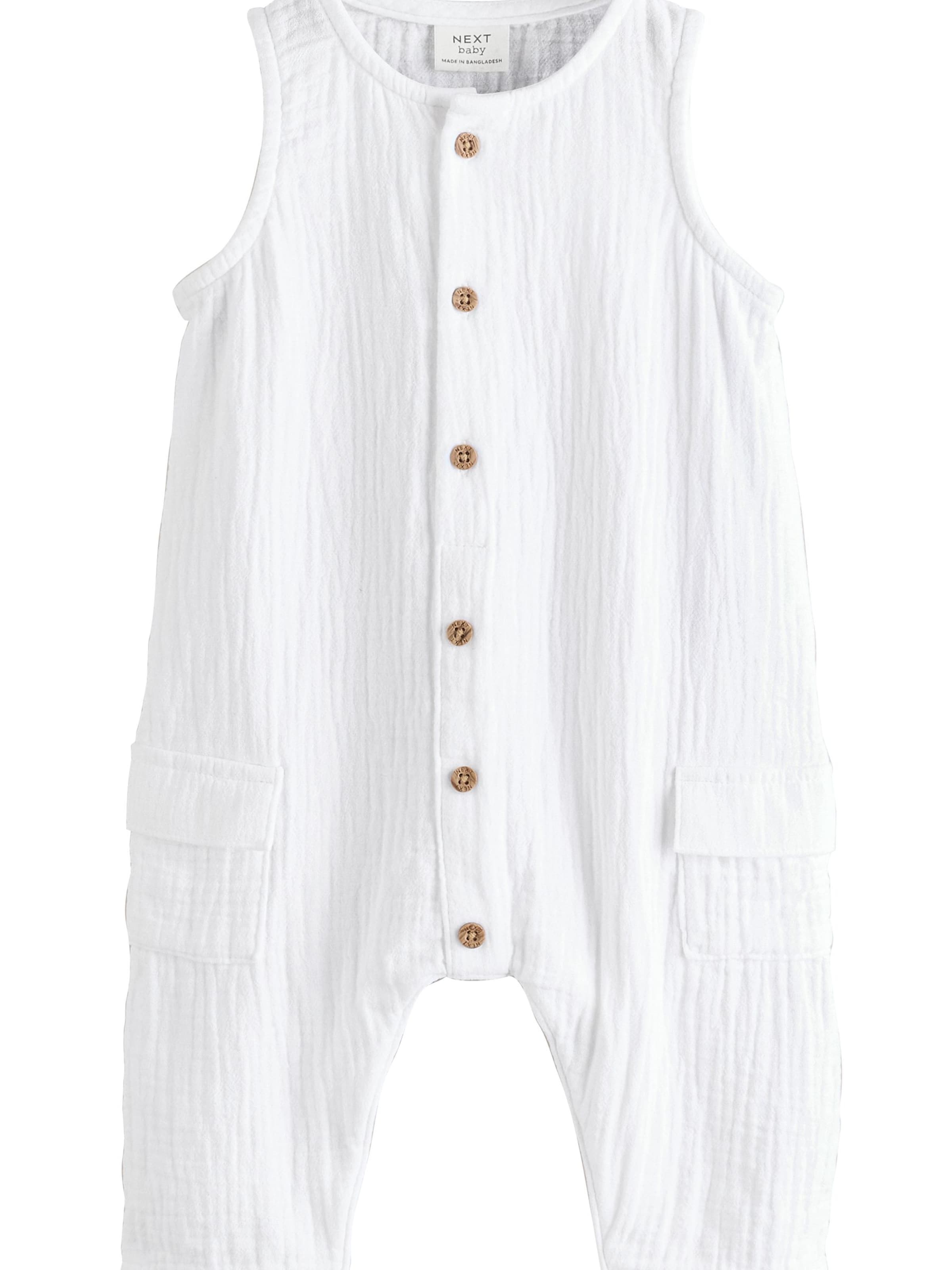 Next Бебешки гащеризони/боди в бяло: отпред