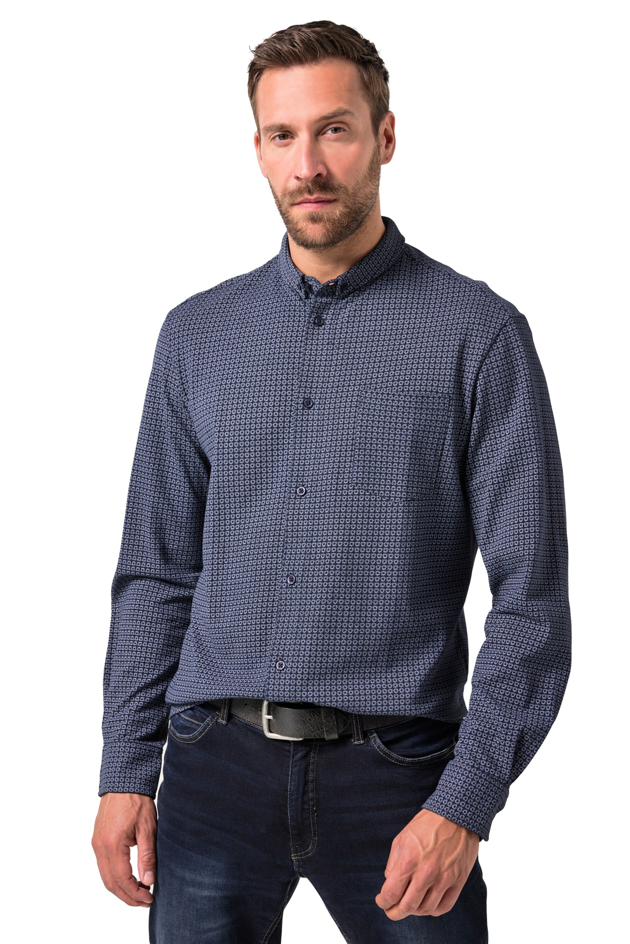 JP1880 Regular fit Overhemd in Blauw: voorkant