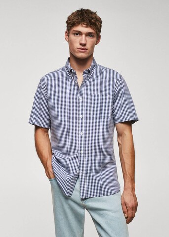MANGO MAN Regular fit Button Up Shirt 'Vichy' in Blue: front