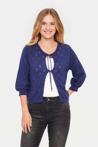 SAINT TROPEZ Gebreid vest in Blauw: voorkant