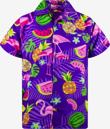 King Kameha Shirt 'Flamingo Melone' in Purple: front