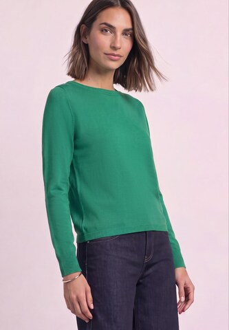 STREET ONE Basic Pullover mit U-Boot-Ausschnitt in Grün: Vorderseite