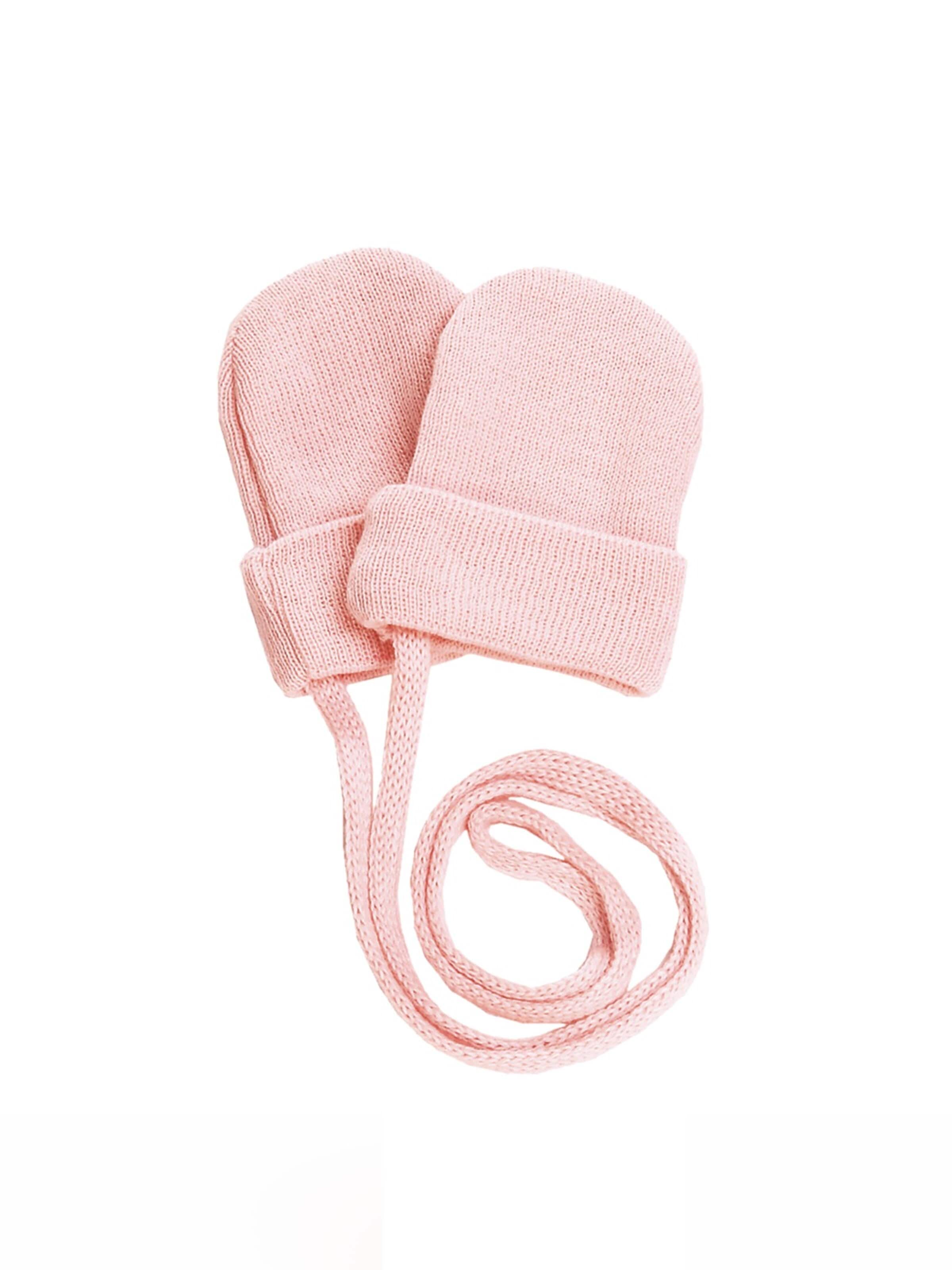 MAXIMO Handschuhe 'GOTS BABY-Fausthandschuhe gestrickt, Umschlagrand, Band'‌‌‌‌‌‌‌ in Pink: Vorderseite