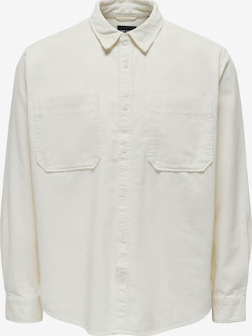 Coupe regular Chemise 'Alp' Only & Sons en blanc : devant