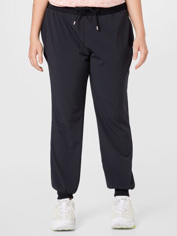 Esprit Sport Curvy Tapered Athletic Pants in Black: front