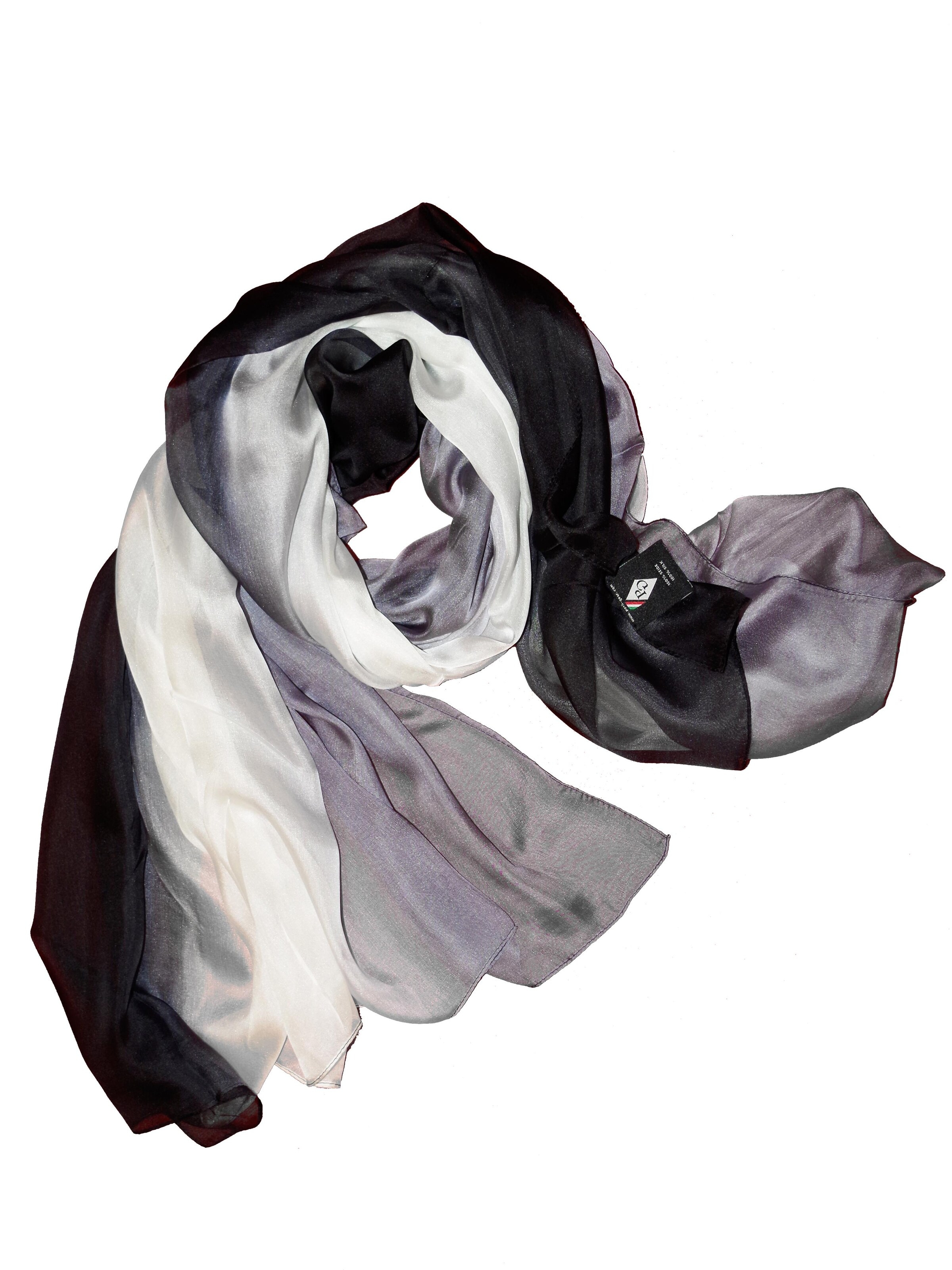 Posh Gear Oversized sjaal 'Chiffon Tri-Color' in Zwart: voorkant