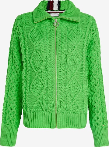 Tommy Hilfiger Curve Knit Cardigan in Green: front