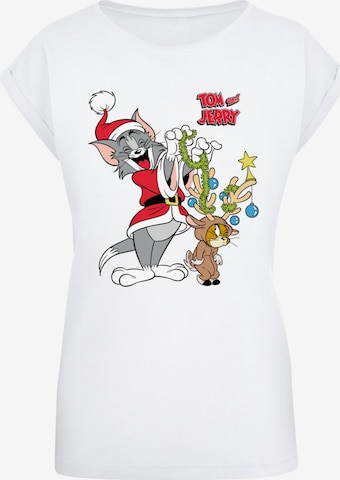 ABSOLUTE CULT Shirt 'Tom And Jerry - Reindeer' in Wit: voorkant