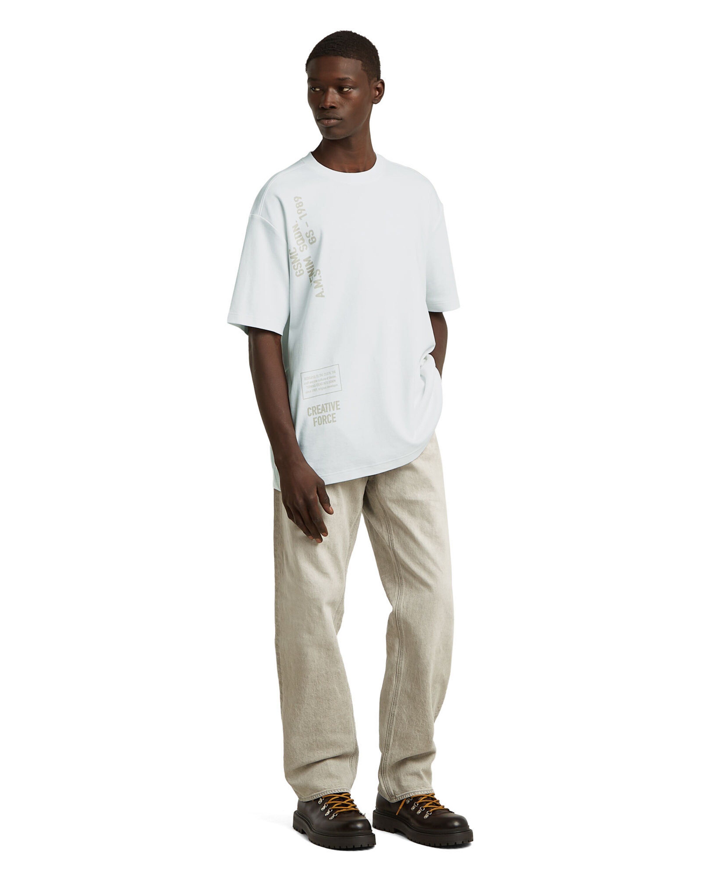 G-STAR T-Shirt - 'Stencil Relaxed' in Weiß