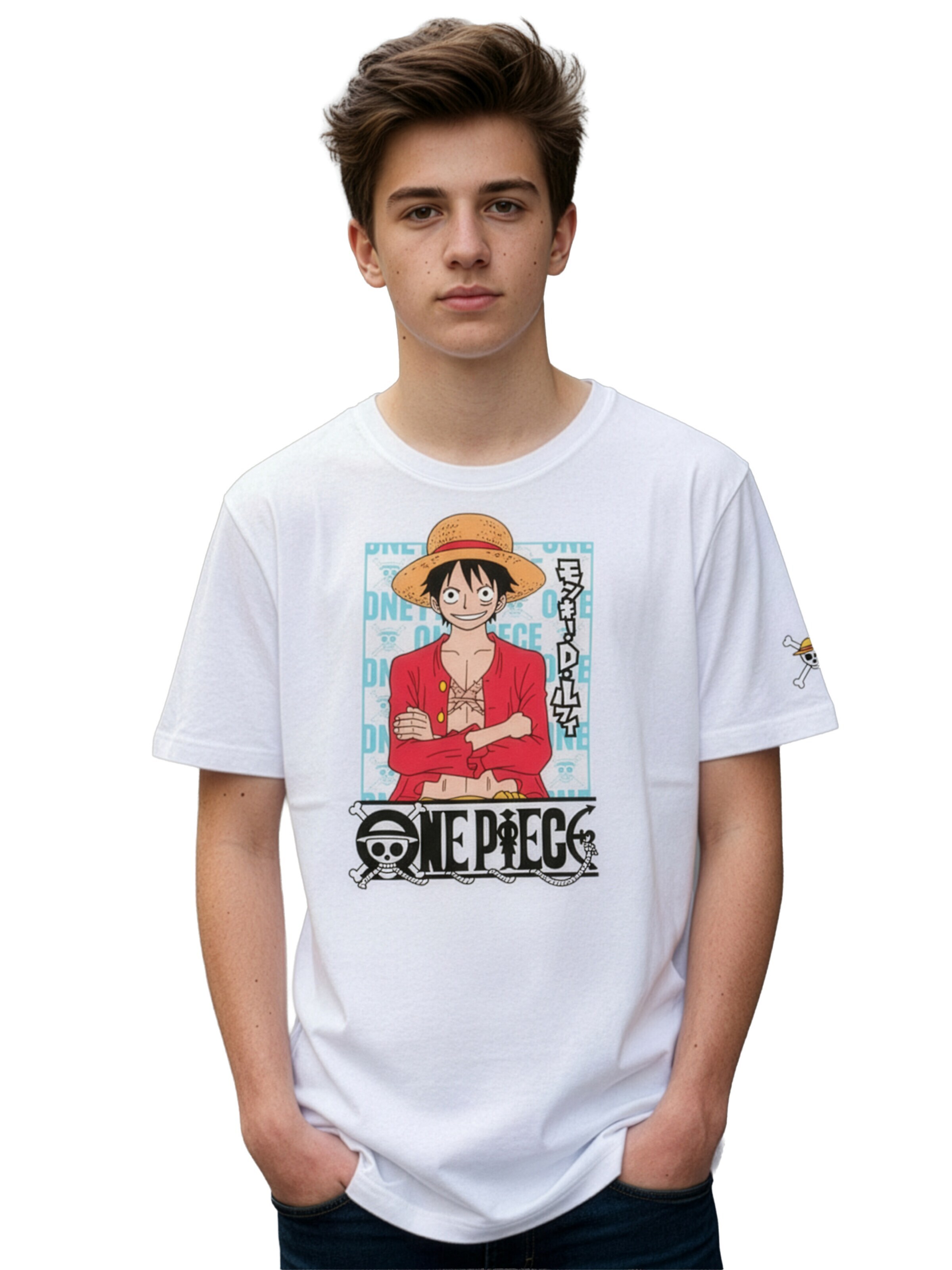 One Piece Shirt 'Monkey D. Ruffy'‌‌‌‌‌‌‌ in Weiß