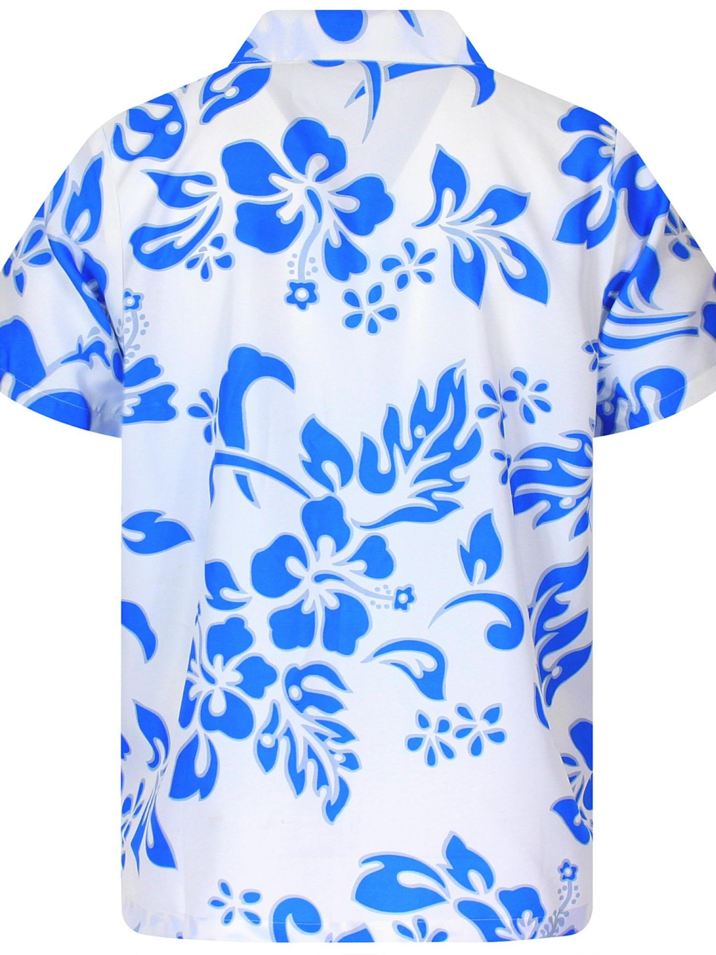 King Kameha Shirt 'Hibiscus White Line'‌‌ in Blau