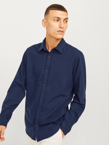 JACK & JONES Slim fit Button Up Shirt 'JJJOSHUA' in Blue