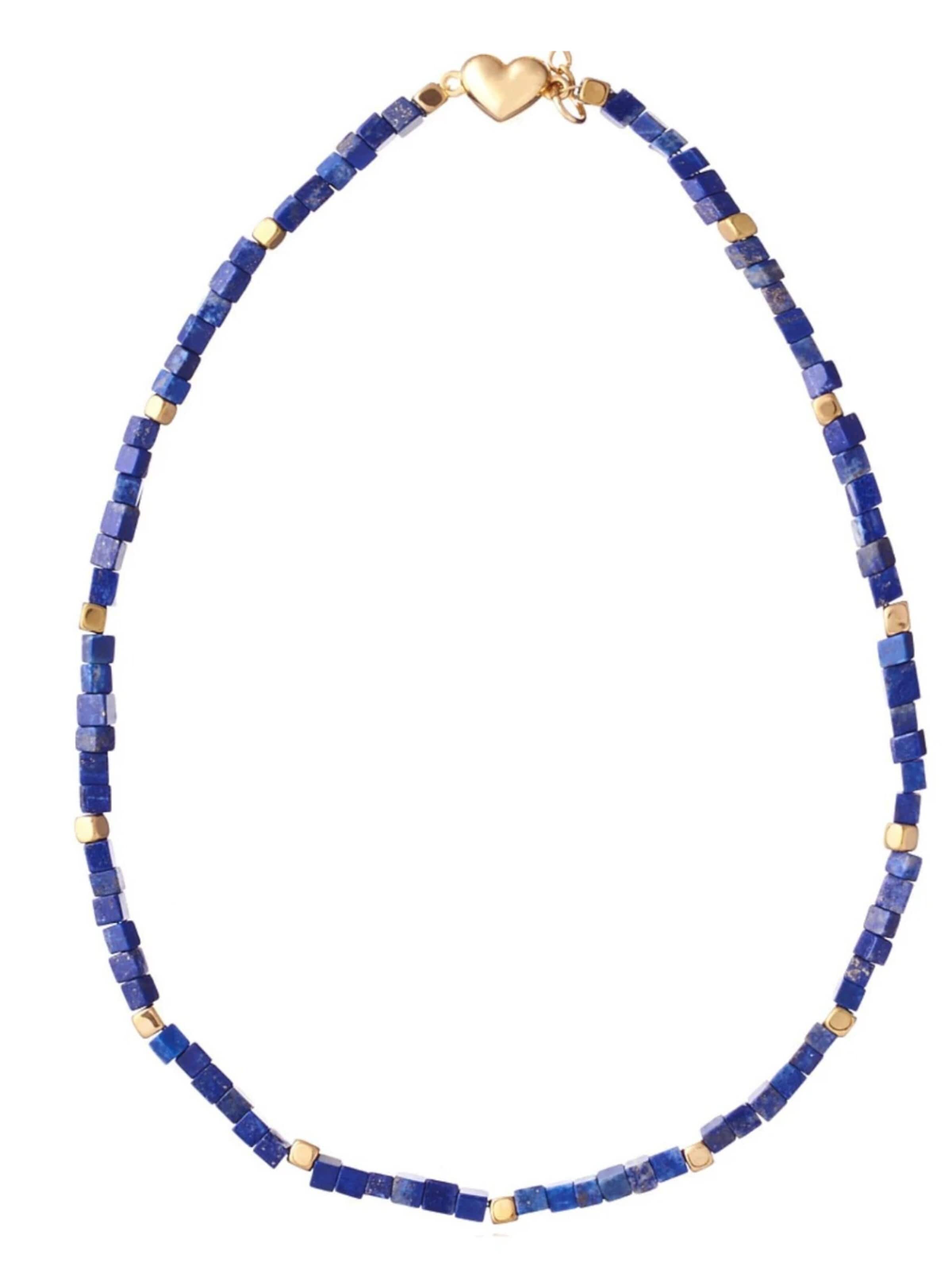 THE GEM STORIES JEWELRY Halsband 'Lapis Lazuli Cubes Necklace' i blå: framsida