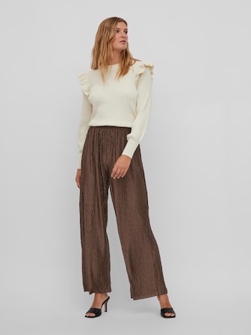 VILA Wide Leg Hose 'Mirra' in Braun