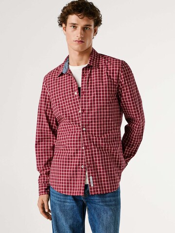 Pepe Jeans Regular fit Button Up Shirt 'Capel' in Red: front