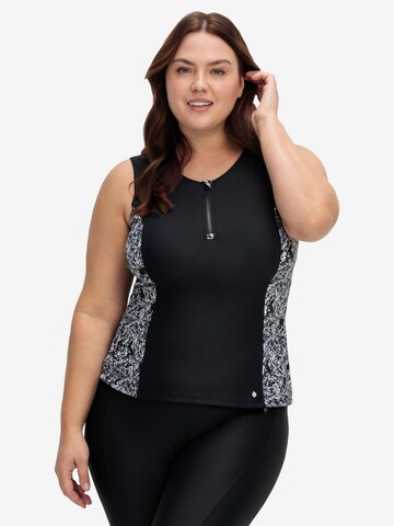 SHEEGO - Top de tankini em preto: frente