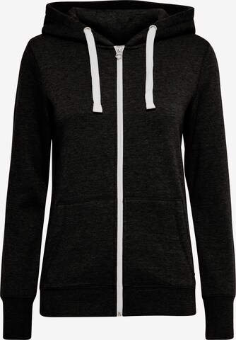 Oxmo Zip-Up Hoodie in Black: front