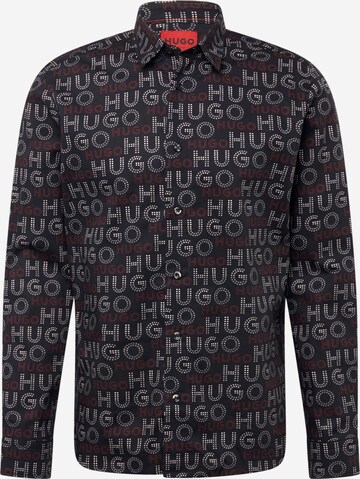 HUGO Regular fit Button Up Shirt 'Emero' in Black: front