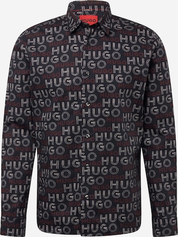 HUGO Red - Ajuste regular Camisa 'Emero' en negro: frente
