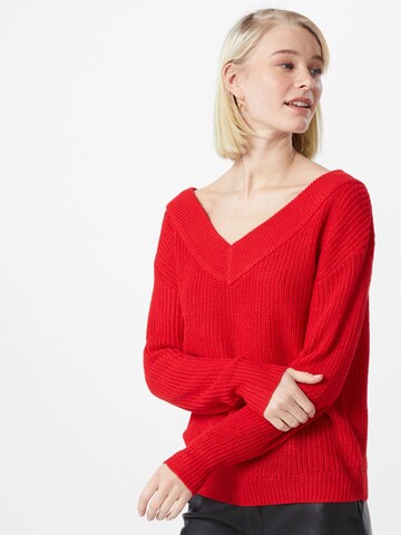 ONLY Пуловер 'MELTON' в червено: отпред