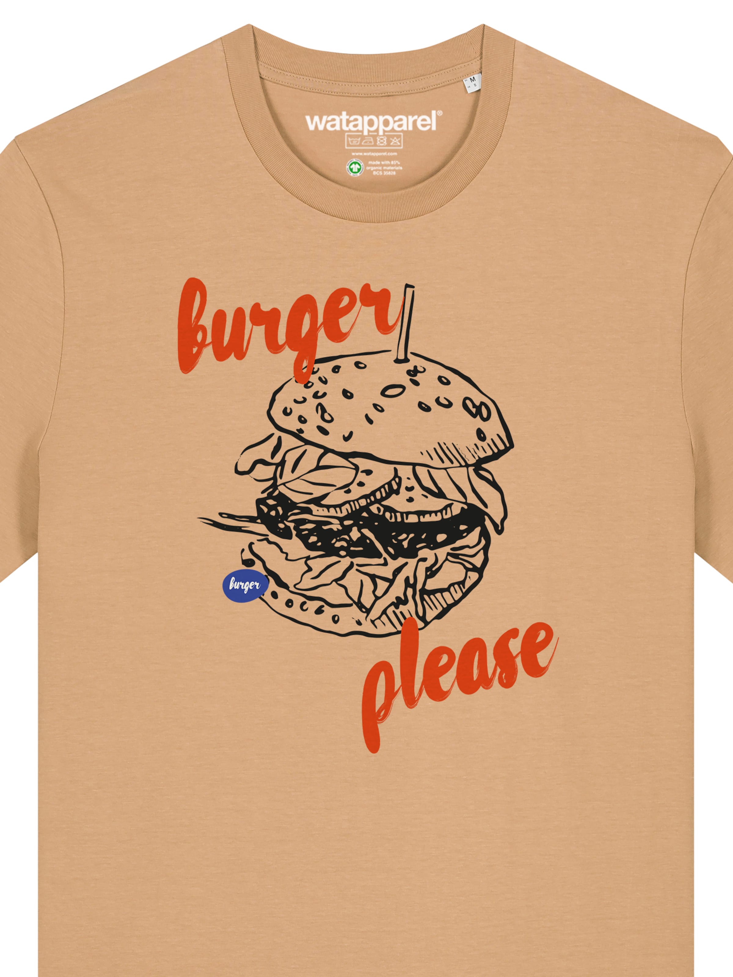 Watapparel Shirt 'Burger Please' in Beige