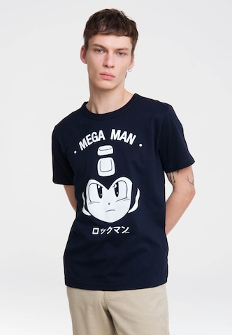 LOGOSHIRT Shirt 'Mega Man' in Blue: front