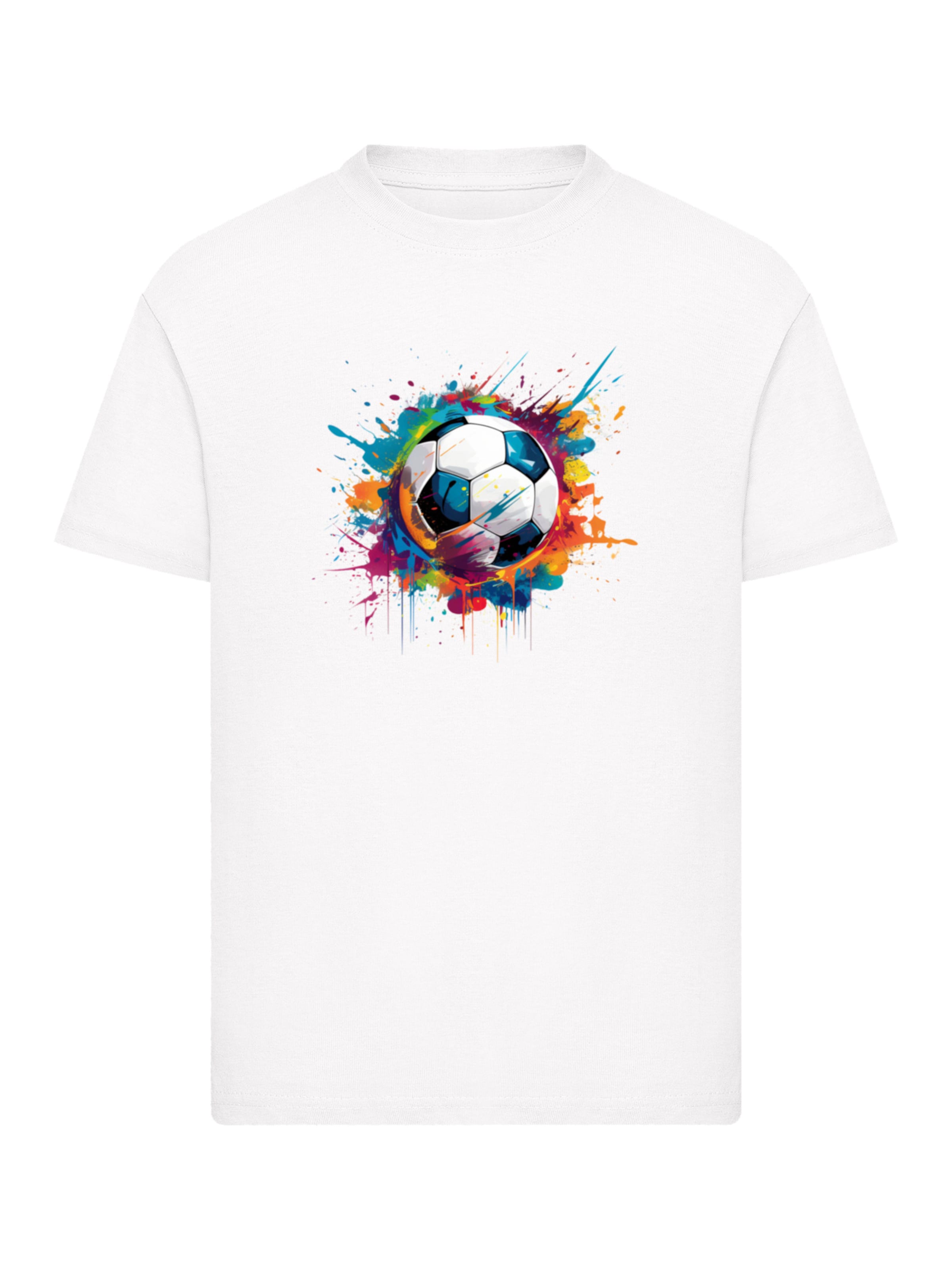 T-Shirt 'Bunte Fußball' F4NT4STIC en blanc : devant