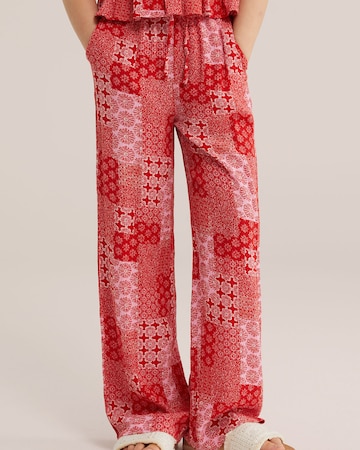 WE Fashion Ohlapna forma Hlače | rdeča barva: sprednja stran