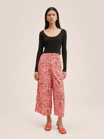 MANGO Wide leg Pleat-Front Pants 'LIFE' in Red