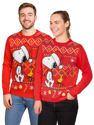 Snoopy & Die Peanuts Pullover 'Weihnachtspullover' in Rot: Vorderseite