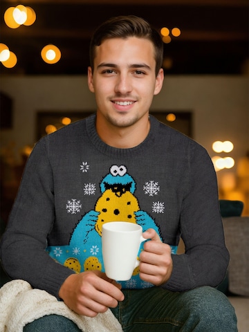 SESAMSTRASSE Pullover 'Weihnachtspullover Krümelmonster'‌‌‌‌‌‌ in Grau