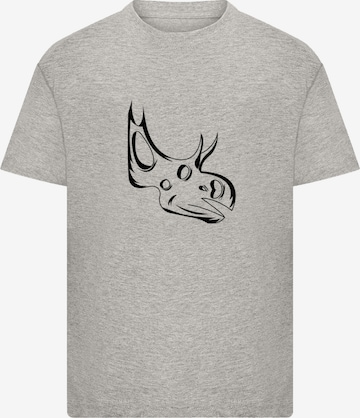 F4NT4STIC T-Shirt 'Dinosaurier Sinoceratops Skull' in Grau: Vorderseite
