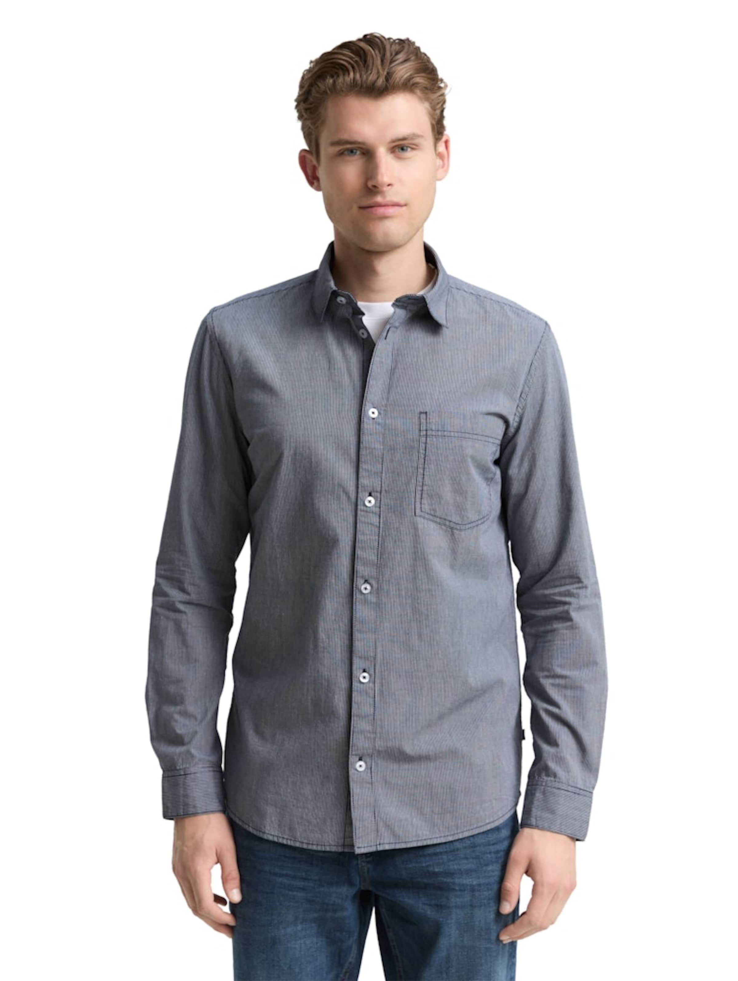 Coupe regular Chemise TOM TAILOR en bleu : devant