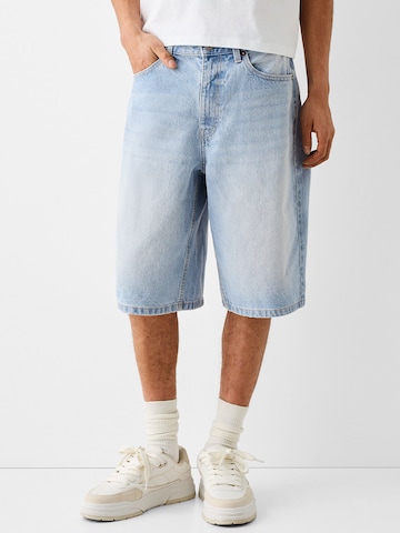 Bershka Wide Leg Shorts in Blau: predná strana