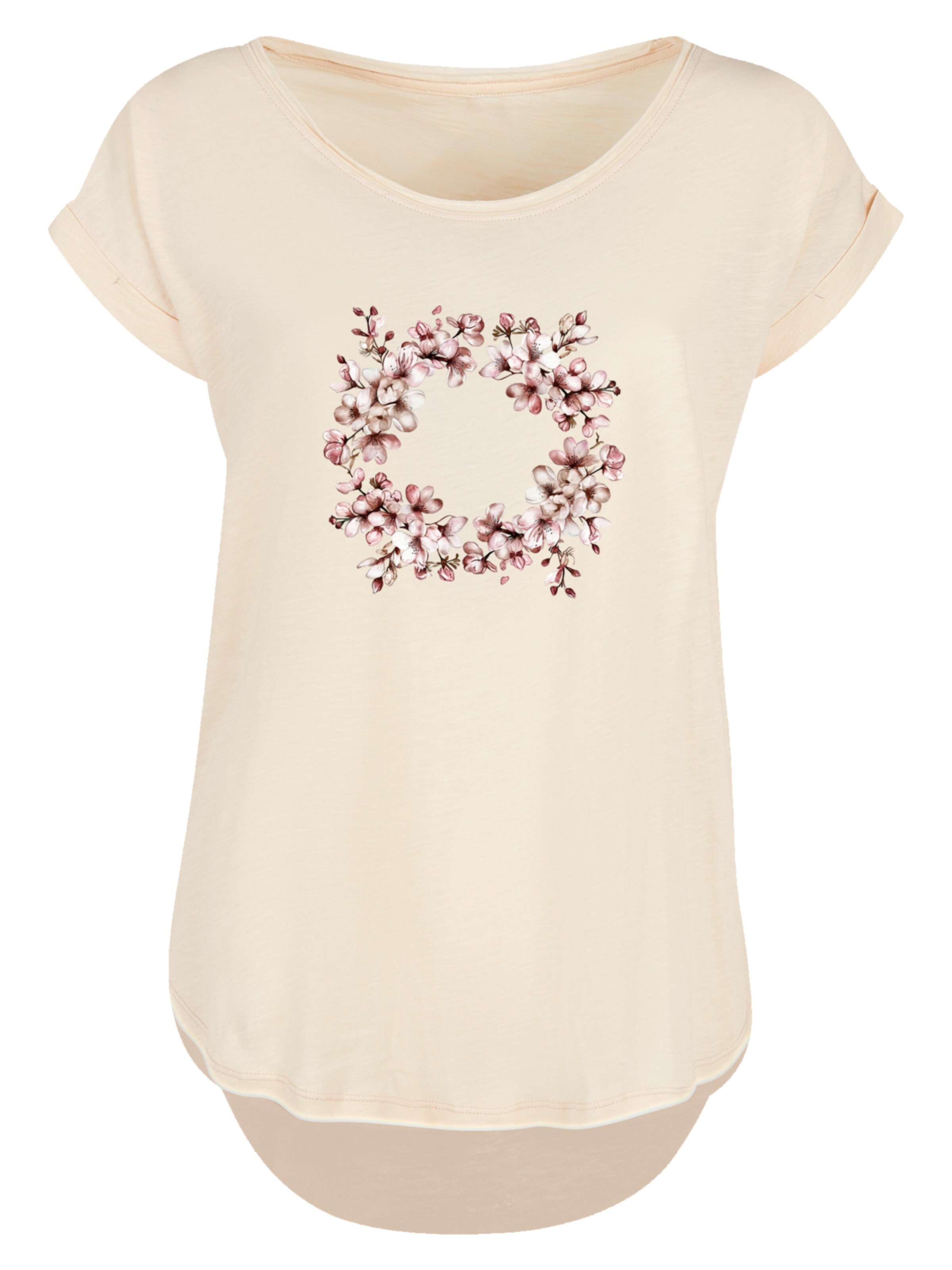 F4NT4STIC Shirt 'Rosa Frühlings Blumenkranz Dekor' in Beige: front