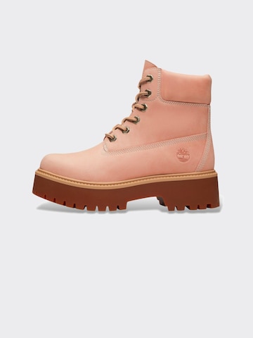 TIMBERLAND Veterlaarzen 'TB0A5THXA8M1 STONE STREET 6 INCH LACE UP BOOT LIGHT PINK FULL GRAIN' in Roze: voorkant