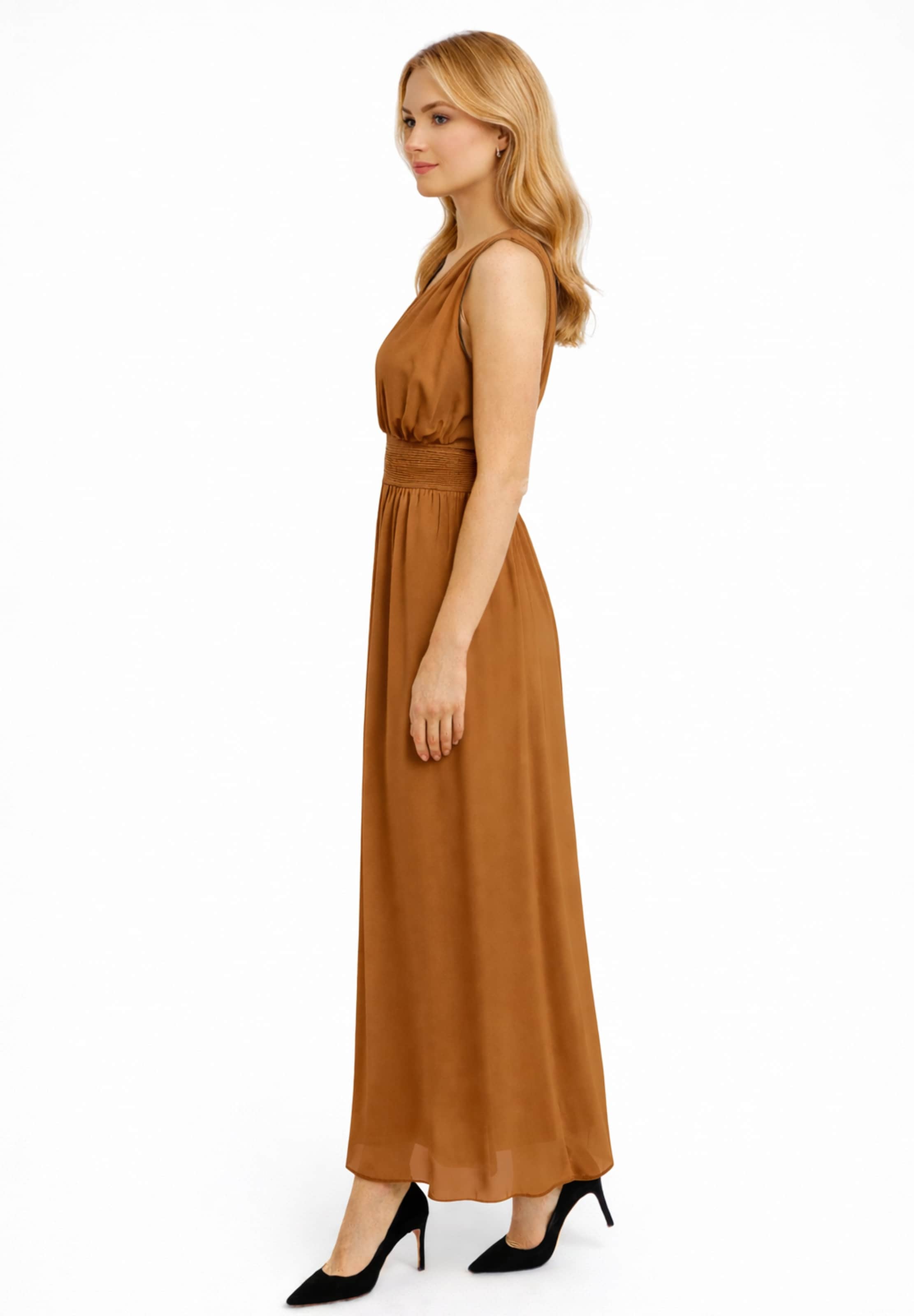 Robe de soirée Elara en marron