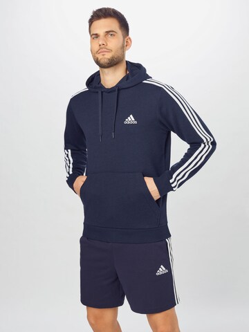 mėlyna ADIDAS SPORTSWEAR Sportinio tipo megztinis 'Essentials 3-Stripes': priekis