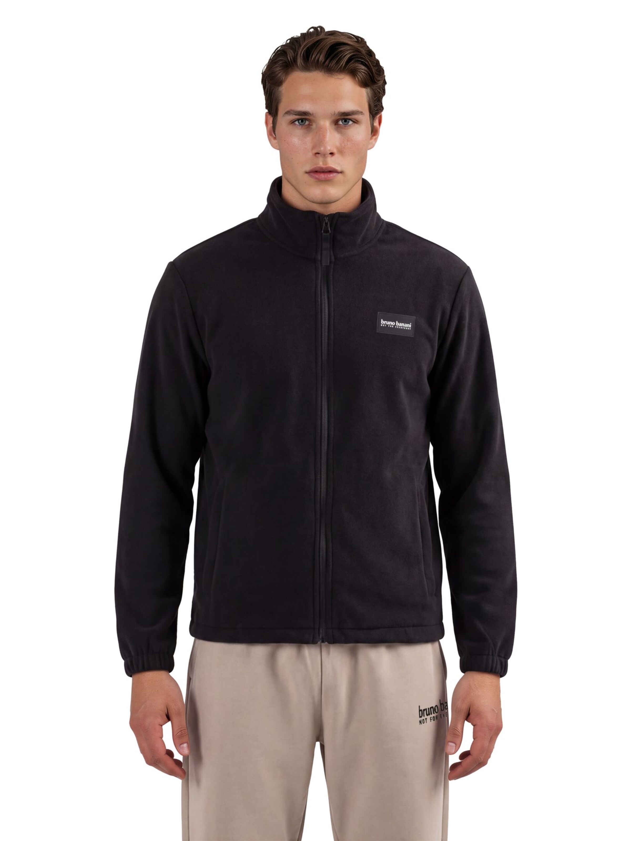 Bruno Banani Fleece jas in Zwart: voorkant