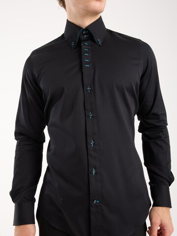 Slim fit Camicia 'Roma' di 7Camicie in nero