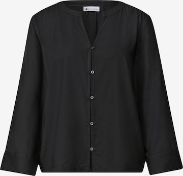 STREET ONE 3/4-Arm Bluse mit Split Neck in Schwarz: Vorderseite