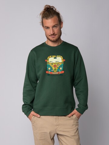 Sweat-shirt ' Hippies Bus ' Watapparel en vert : devant