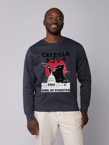 Watapparel Sweatshirt ' Catzilla ' in Grau: Vorderseite