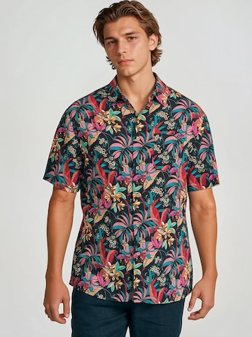 Funky Buddha Regular fit Πουκάμισο σε μαύρο: μπροστά